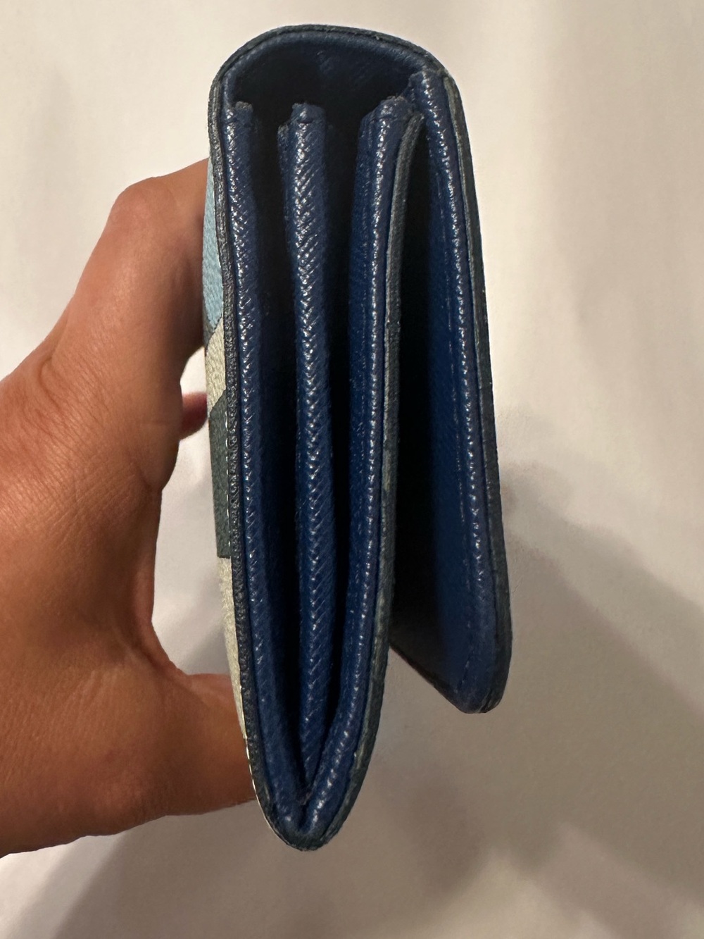 Emilio Pucci Continental Blue & Teal Patterned Long Wallet - Snap Closure - Picture 6 of 16